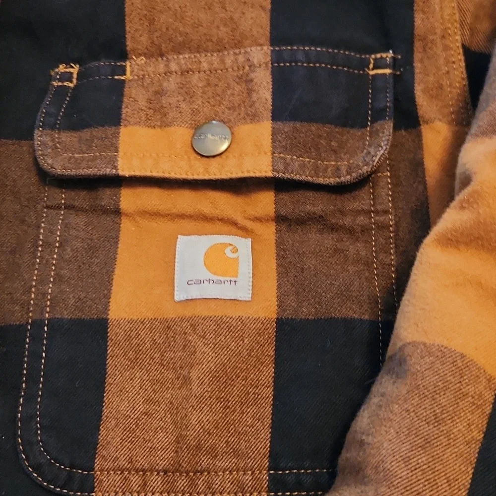 Carhartt Men's Tan and Black Checkered Shirt Jacket - Picture 4 of 5
